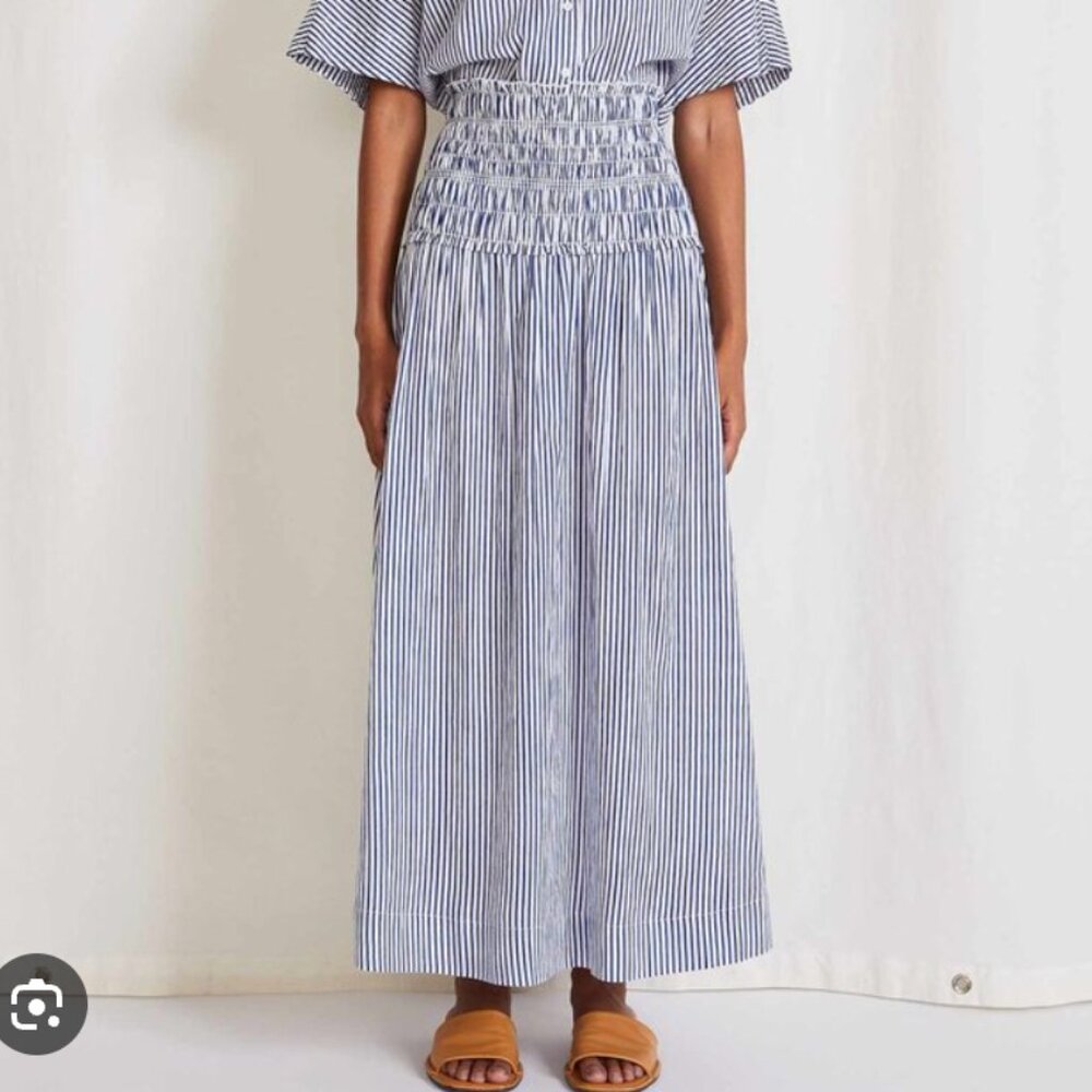 Apiece Apart Smocked Striped Skirt
